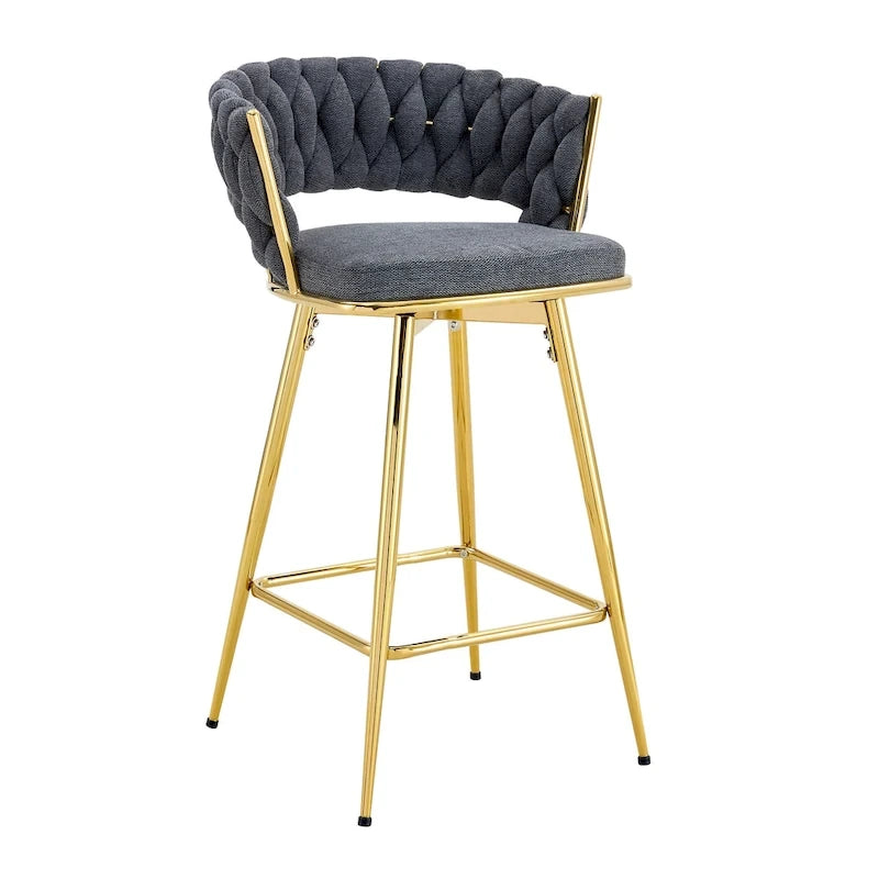 Un lot de 4 tabourets de bar rotatifs, équipés de coussins en lin respirant - Convient à la hauteur d'un îlot de cuisine.