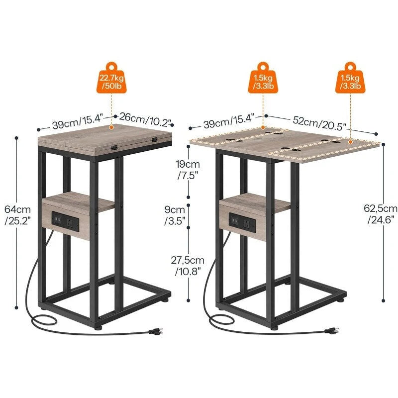 Table d'appoint pliante - 15,4P x 10,2L x 25,2H