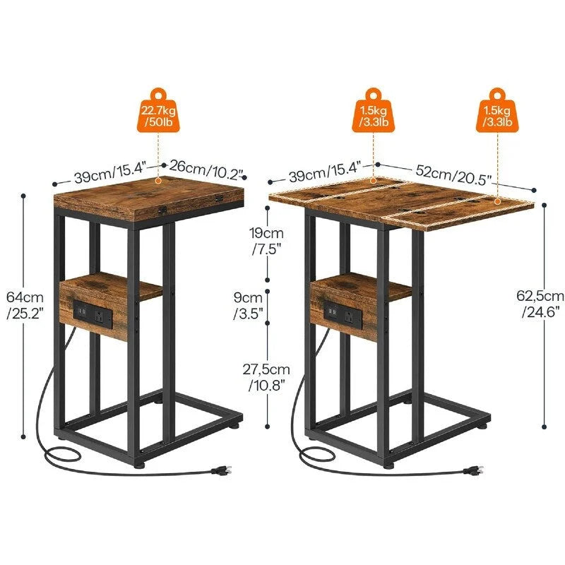 Table d'appoint pliante - 15,4P x 10,2L x 25,2H