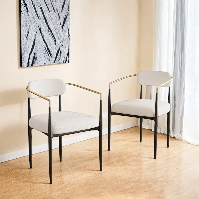 Lot de 2 chaises de salle à manger médiévales modernes, velours teddy, pieds en métal
