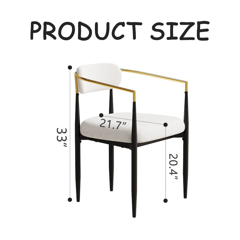 Lot de 2 chaises de salle à manger médiévales modernes, velours teddy, pieds en métal