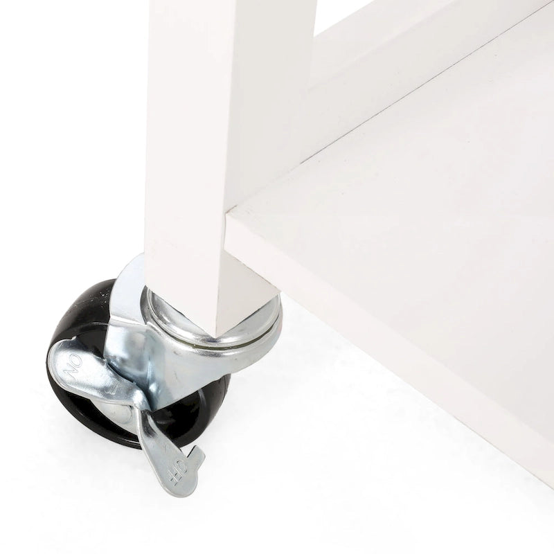 Desserte de cuisine roulante, chariot de rangement de cuisine avec plateau en bois, chariot de rangement domestique moderne avec porte, 3 étagères, tiroir