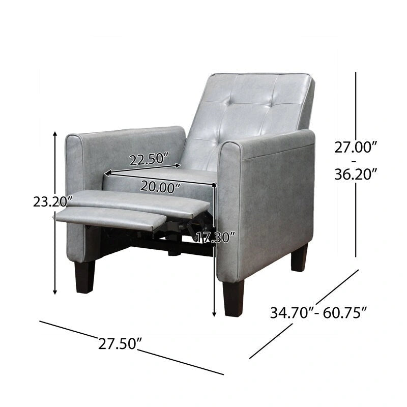 Fauteuil inclinable manuel Club Roomfitters de 68 cm de large avec accoudoirs roulés et coussin moelleux pour un confort ultime, gris foncé