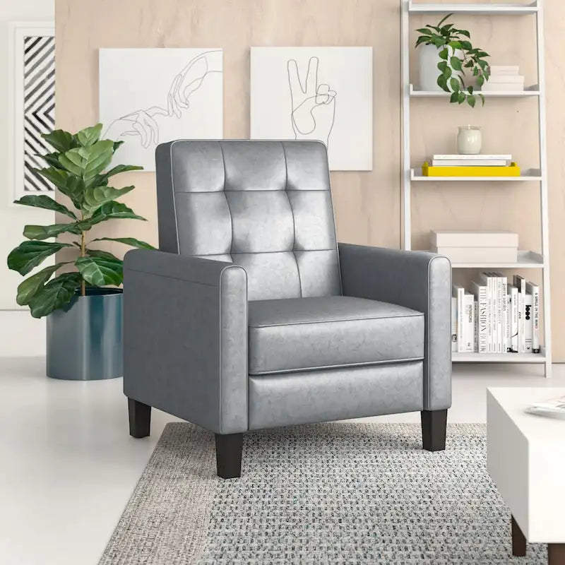 Fauteuil inclinable manuel Club Roomfitters de 68 cm de large avec accoudoirs roulés et coussin moelleux pour un confort ultime, gris foncé