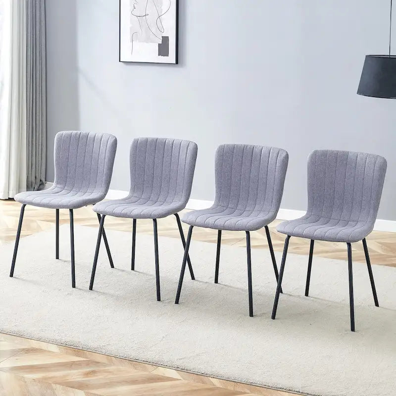 Ensemble de 4 chaises de salle à manger classiques, chaise d'appoint de cuisine sans accoudoirs, chaise de décoration intérieure avec pieds en métal pour salle à manger