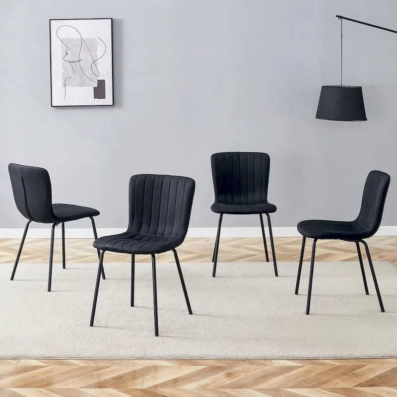 Ensemble de 4 chaises de salle à manger classiques, chaise d'appoint de cuisine sans accoudoirs, chaise de décoration intérieure avec pieds en métal pour salle à manger