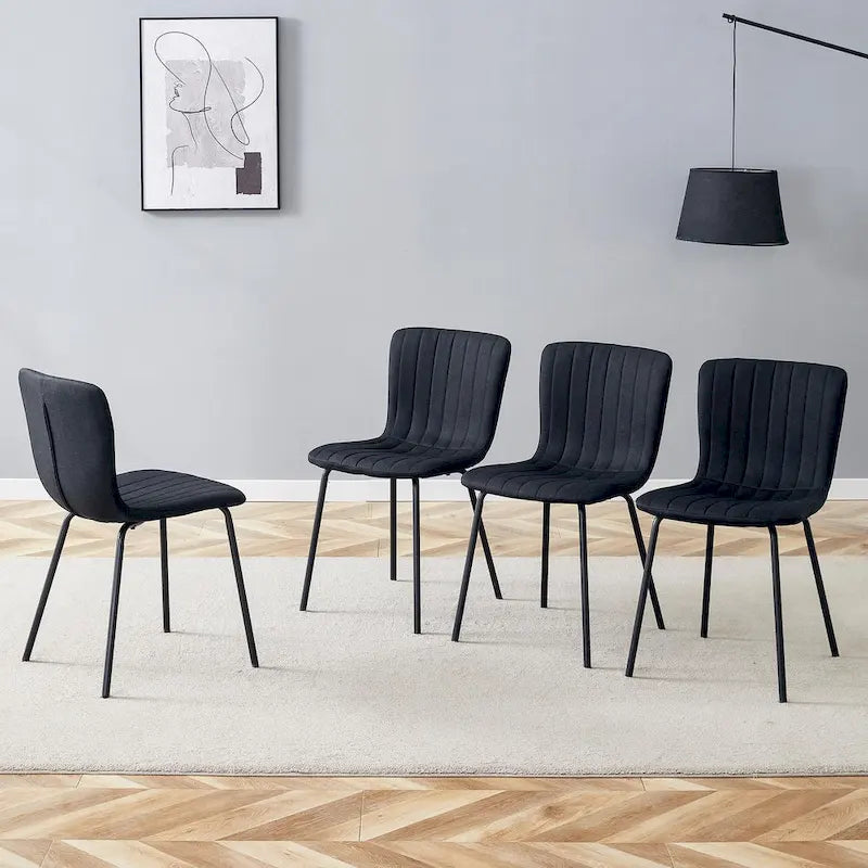 Ensemble de 4 chaises de salle à manger classiques, chaise d'appoint de cuisine sans accoudoirs, chaise de décoration intérieure avec pieds en métal pour salle à manger