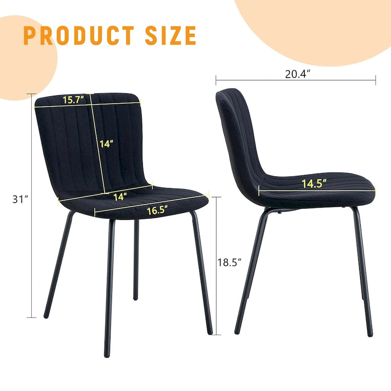 Ensemble de 4 chaises de salle à manger classiques, chaise d'appoint de cuisine sans accoudoirs, chaise de décoration intérieure avec pieds en métal pour salle à manger