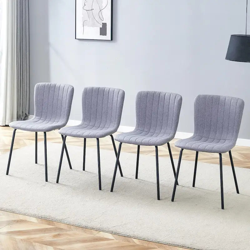 Ensemble de 4 chaises de salle à manger classiques, chaise d'appoint de cuisine sans accoudoirs, chaise de décoration intérieure avec pieds en métal pour salle à manger