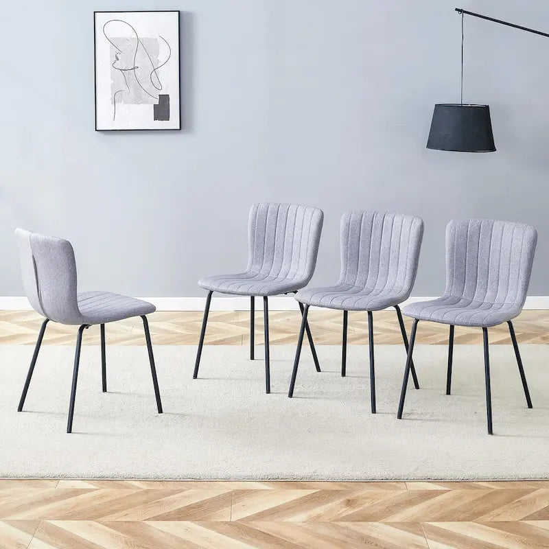 Ensemble de 4 chaises de salle à manger classiques, chaise d'appoint de cuisine sans accoudoirs, chaise de décoration intérieure avec pieds en métal pour salle à manger