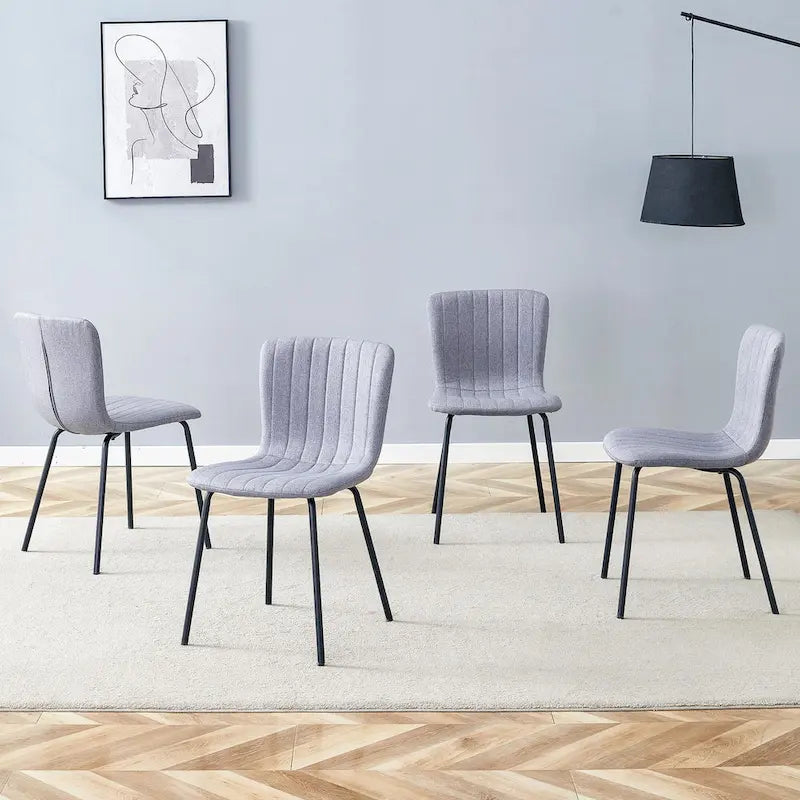 Ensemble de 4 chaises de salle à manger classiques, chaise d'appoint de cuisine sans accoudoirs, chaise de décoration intérieure avec pieds en métal pour salle à manger