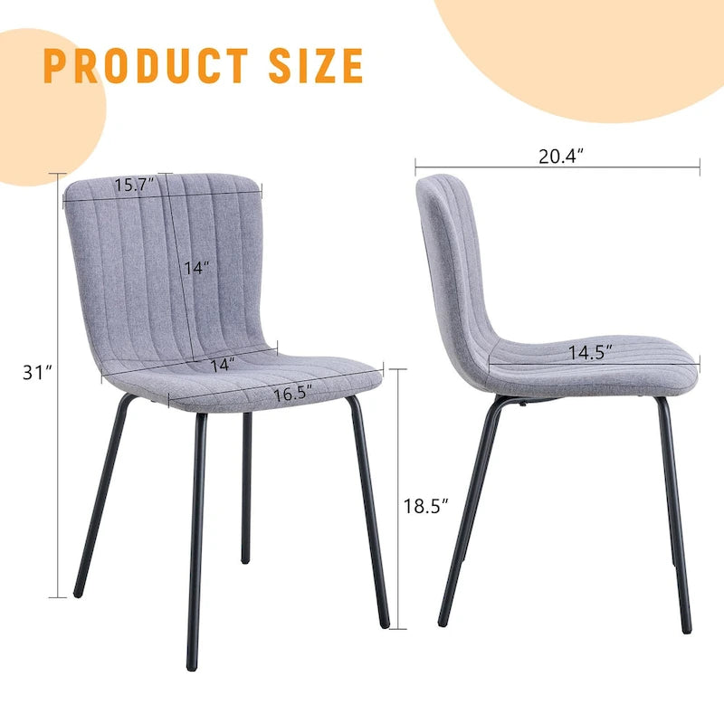 Ensemble de 4 chaises de salle à manger classiques, chaise d'appoint de cuisine sans accoudoirs, chaise de décoration intérieure avec pieds en métal pour salle à manger
