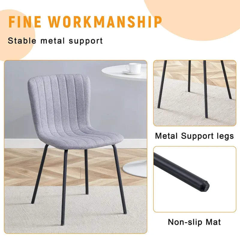 Ensemble de 4 chaises de salle à manger classiques, chaise d'appoint de cuisine sans accoudoirs, chaise de décoration intérieure avec pieds en métal pour salle à manger