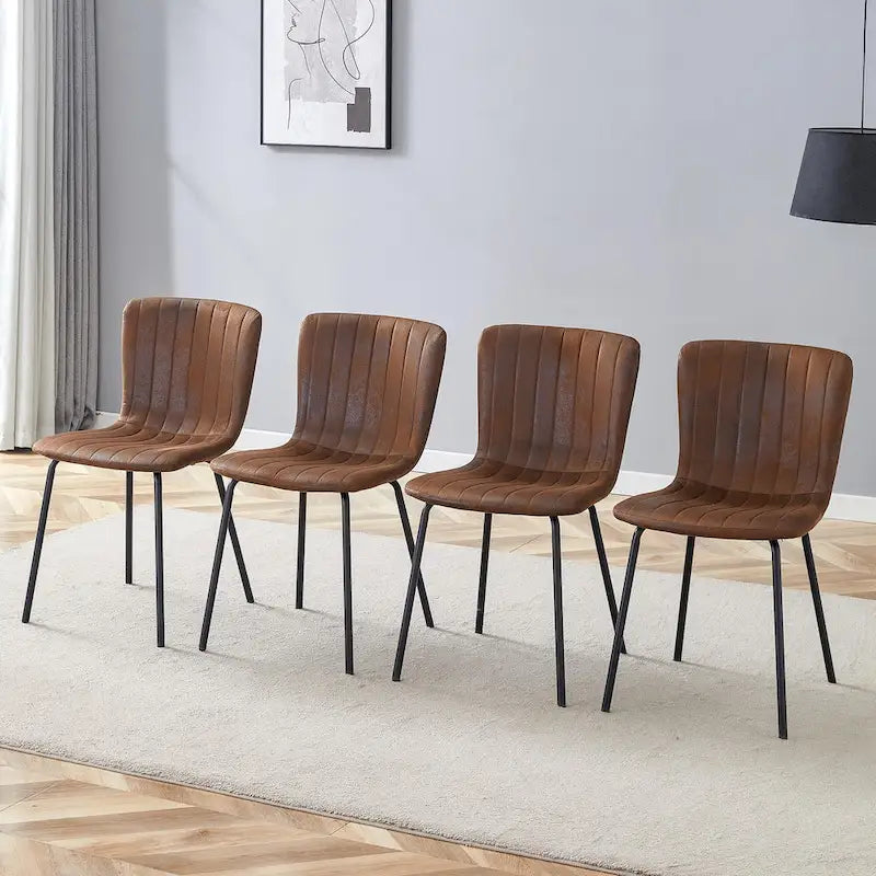 Ensemble de 4 chaises de salle à manger classiques, chaise d'appoint de cuisine sans accoudoirs, chaise de décoration intérieure avec pieds en métal pour salle à manger