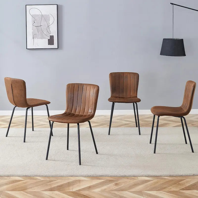 Ensemble de 4 chaises de salle à manger classiques, chaise d'appoint de cuisine sans accoudoirs, chaise de décoration intérieure avec pieds en métal pour salle à manger