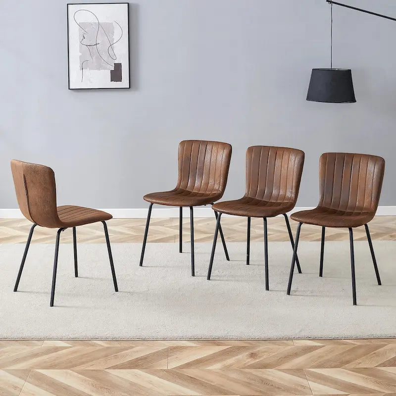 Ensemble de 4 chaises de salle à manger classiques, chaise d'appoint de cuisine sans accoudoirs, chaise de décoration intérieure avec pieds en métal pour salle à manger