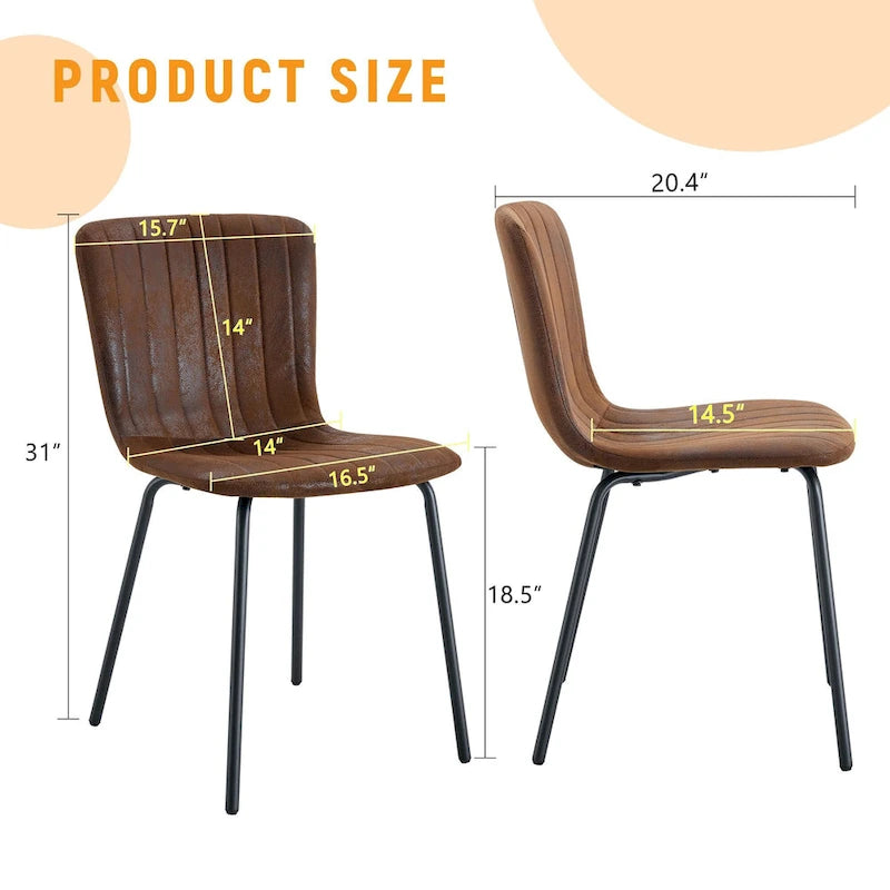 Ensemble de 4 chaises de salle à manger classiques, chaise d'appoint de cuisine sans accoudoirs, chaise de décoration intérieure avec pieds en métal pour salle à manger