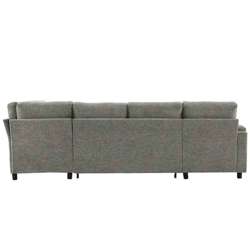 Sofa modułowa w kształcie litery U z chenille, z 2 uchwytami na kubki i portami ładowania, sofa rozkładana do salonu