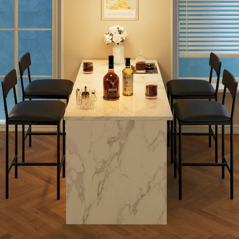 Bar Stools Set of 4, Kitchen Bar Stools with Footrest