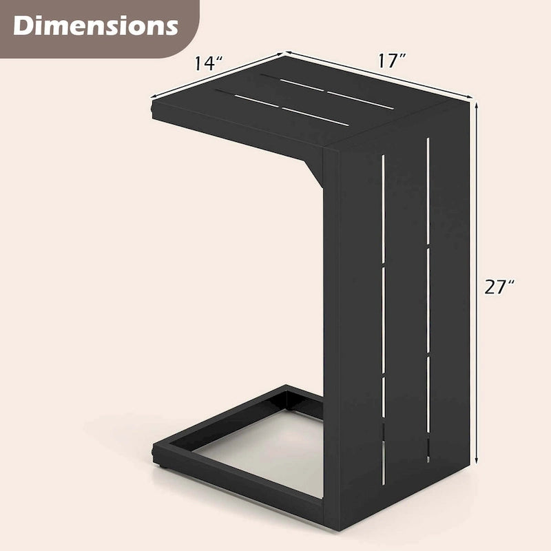 Table d'appoint en C Costway 1 ou 2 pièces avec patins réglables 2-en-1