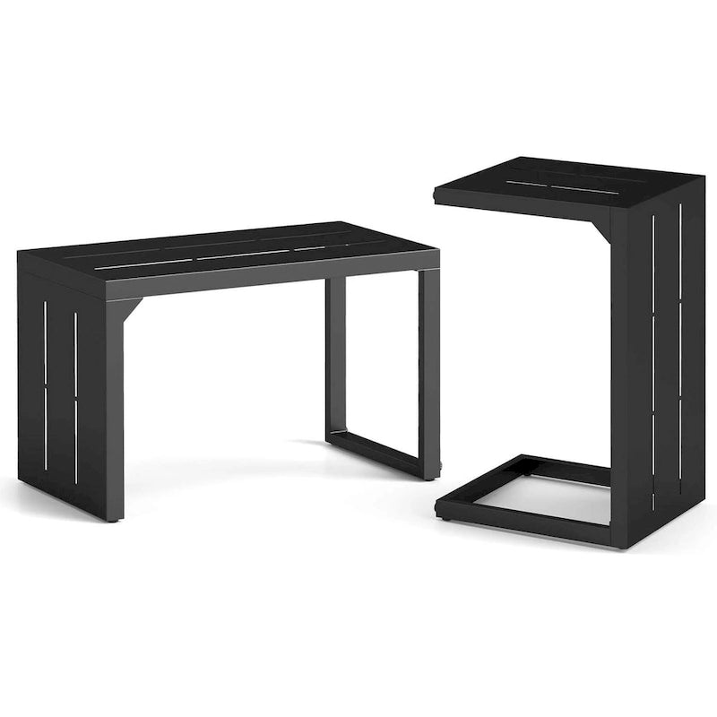 Table d'appoint en C Costway 1 ou 2 pièces avec patins réglables 2-en-1
