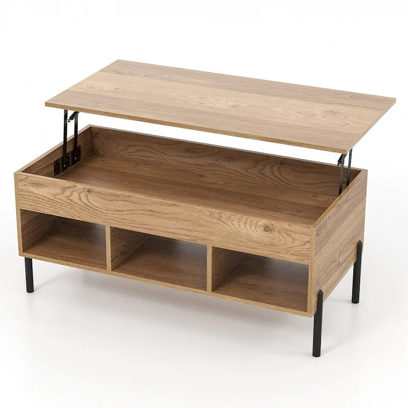Table basse relevable Costway avec compartiment de rangement et 3 étagères ouvertes - Voir détails