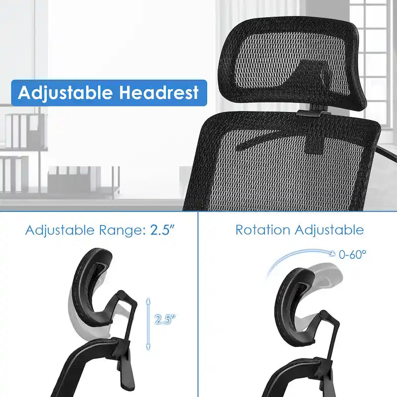 Costway Fauteuil de Bureau Ergonomique Inclinable en Maille à Dossier Haut - Voir les détails