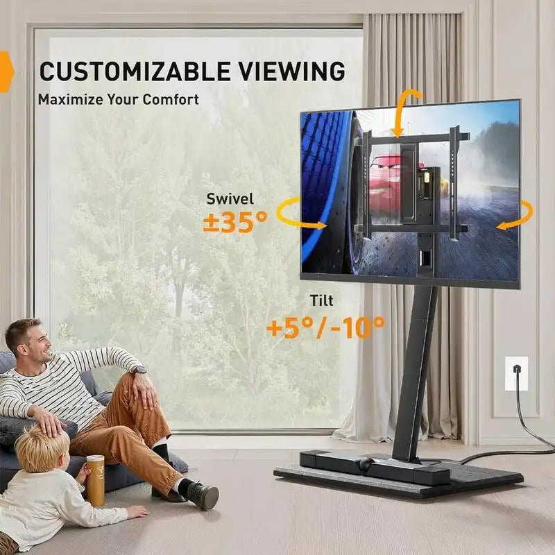 Jeżdżący stojak na telewizor z gniazdkiem elektrycznym