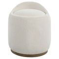 Upholstered Fluffy Swivel Pouf Ottoman - 24 - White and Brown