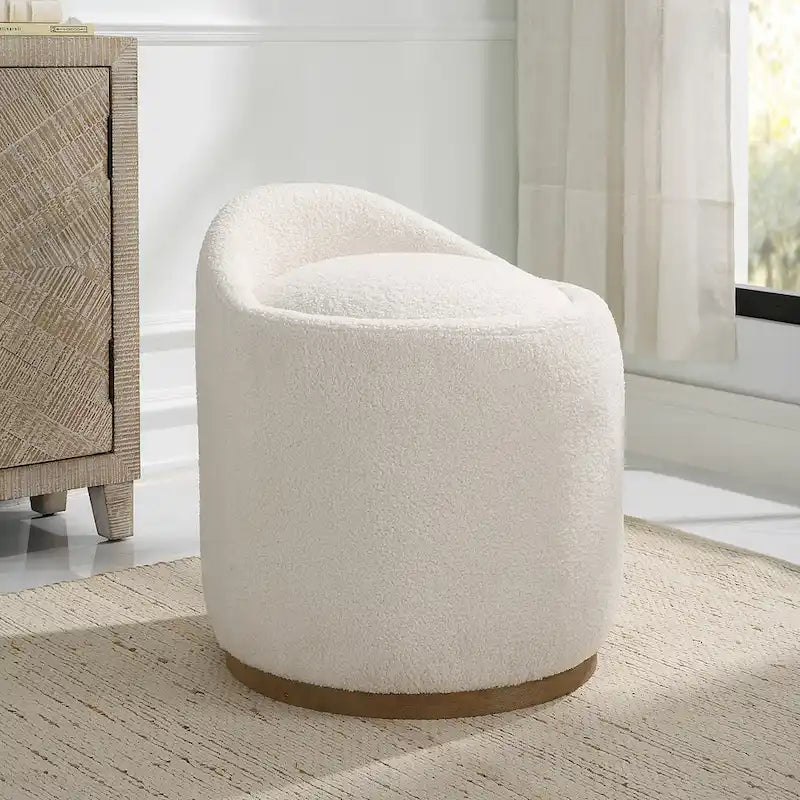 Tapicerowany puf obrotowy Fluffy – 24 – biało-brązowy