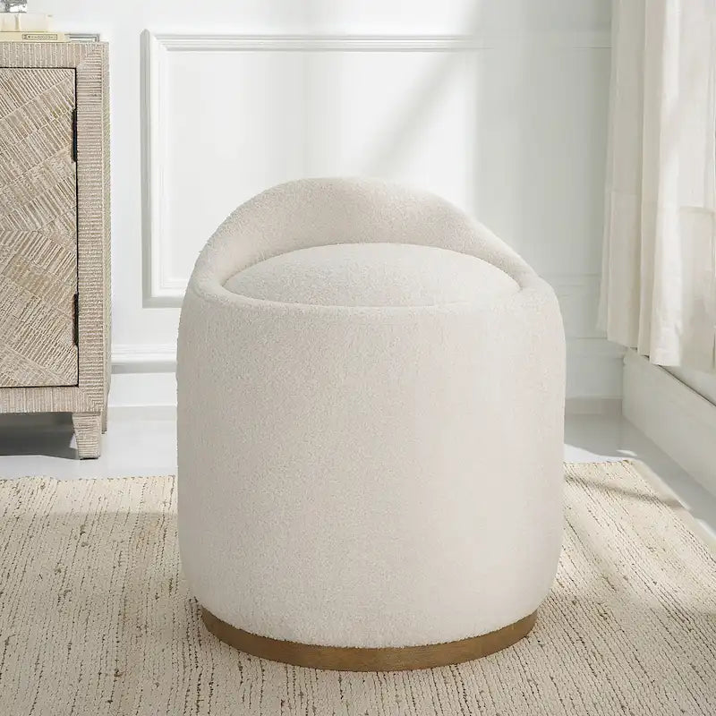 Tapicerowany puf obrotowy Fluffy – 24 – biało-brązowy