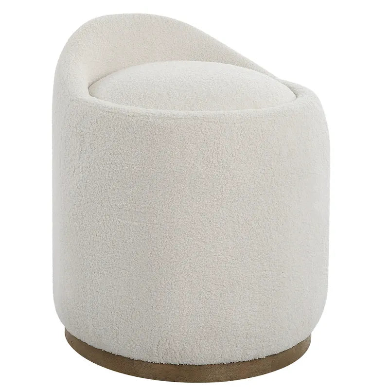 Tapicerowany puf obrotowy Fluffy – 24 – biało-brązowy