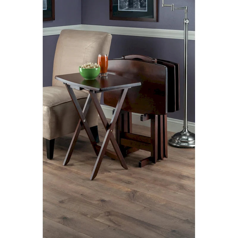 Lot de 4 tables d'appoint pliantes oversize Noyer Riche 25,5