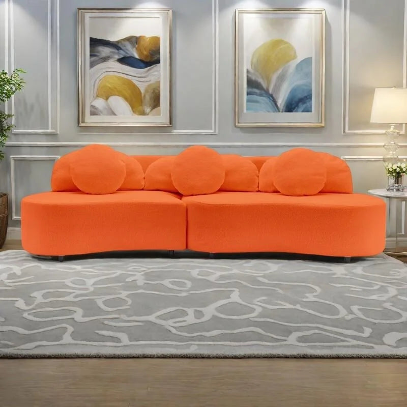 103.5 Bezramienna sofa Lamb Velvet z 6 poduszkami i pływającą konstrukcją