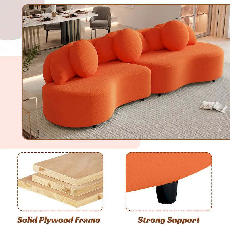 103.5 Bezramienna sofa Lamb Velvet z 6 poduszkami i pływającą konstrukcją