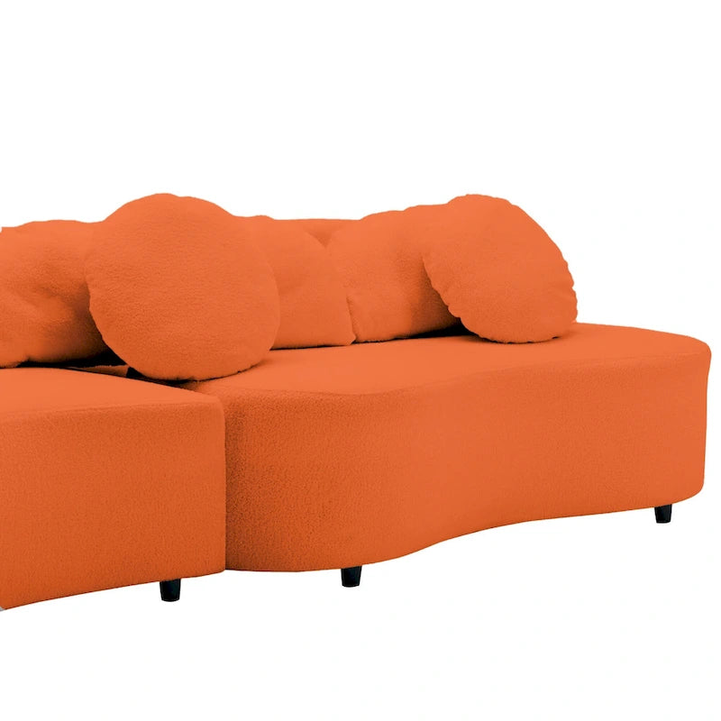 103.5 Bezramienna sofa Lamb Velvet z 6 poduszkami i pływającą konstrukcją