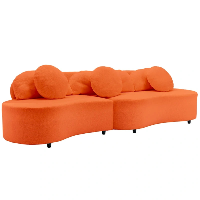 103.5 Bezramienna sofa Lamb Velvet z 6 poduszkami i pływającą konstrukcją