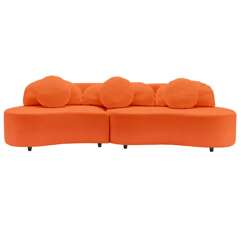 103.5 Bezramienna sofa Lamb Velvet z 6 poduszkami i pływającą konstrukcją