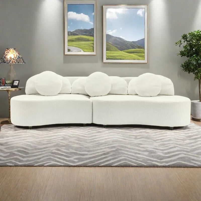 103.5 Bezramienna sofa Lamb Velvet z 6 poduszkami i pływającą konstrukcją