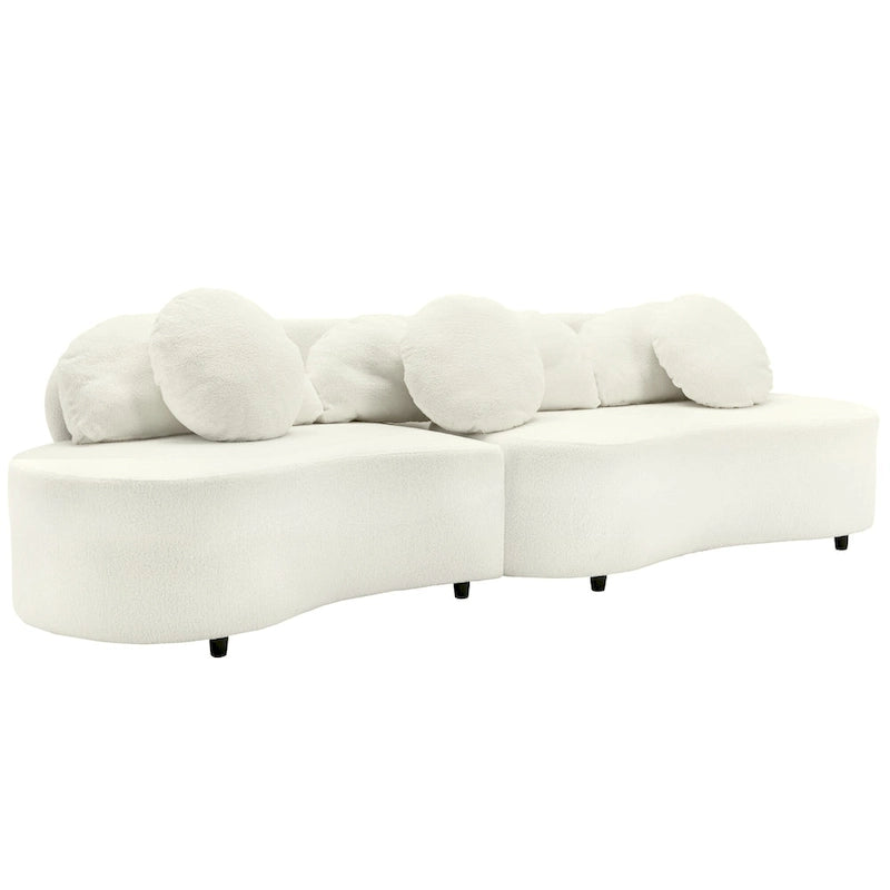 103.5 Bezramienna sofa Lamb Velvet z 6 poduszkami i pływającą konstrukcją