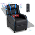Fotel gamingowy rozkładany Gymax z funkcją masażu, skóra PU, jednoosobowa sofa rozkładana