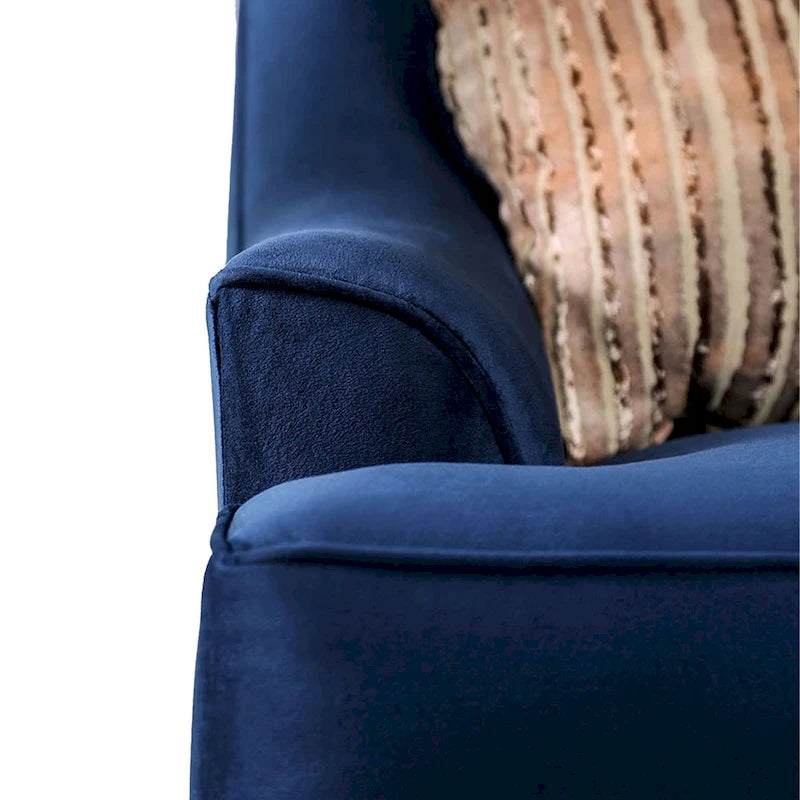 Ensemble causeuse et sofa Eton 2 pièces, 12 coussins, cabriolet, chenille bleu marine