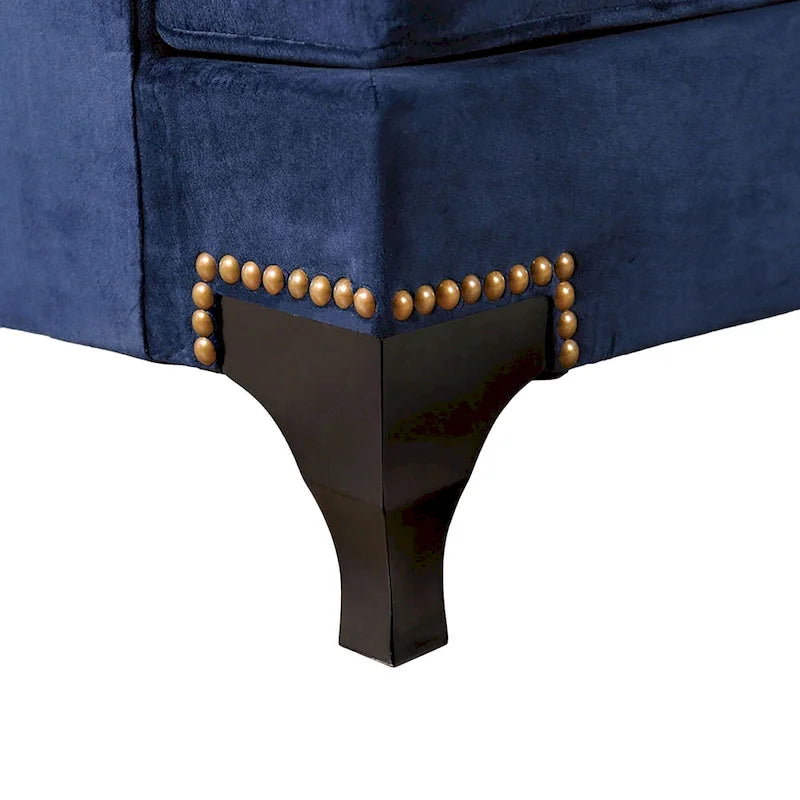 Ensemble causeuse et sofa Eton 2 pièces, 12 coussins, cabriolet, chenille bleu marine