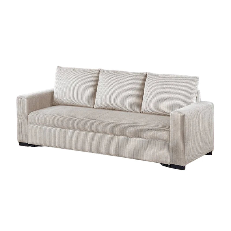 Billy rozkładana sofa, niskie nóżki, sztruks w kolorze kości słoniowej, 216 cm