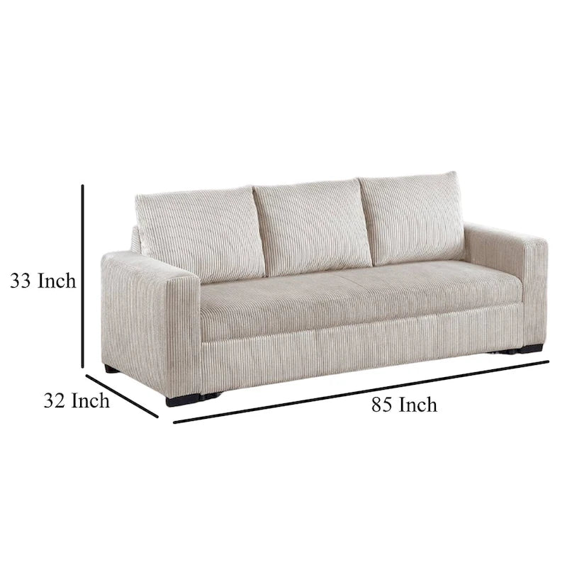 Billy rozkładana sofa, niskie nóżki, sztruks w kolorze kości słoniowej, 216 cm