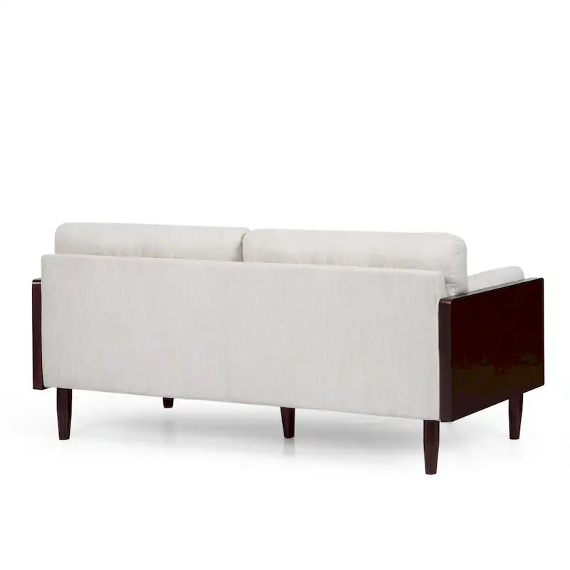 Canapé, 77 pouces, 2 places, pieds coniques en bois de style rétro, beige peluche