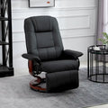 Fauteuil inclinable manuel en cuir PU Fauteuil de salon moderne Fauteuil pivotant réglable avec base en bois et repose-pieds