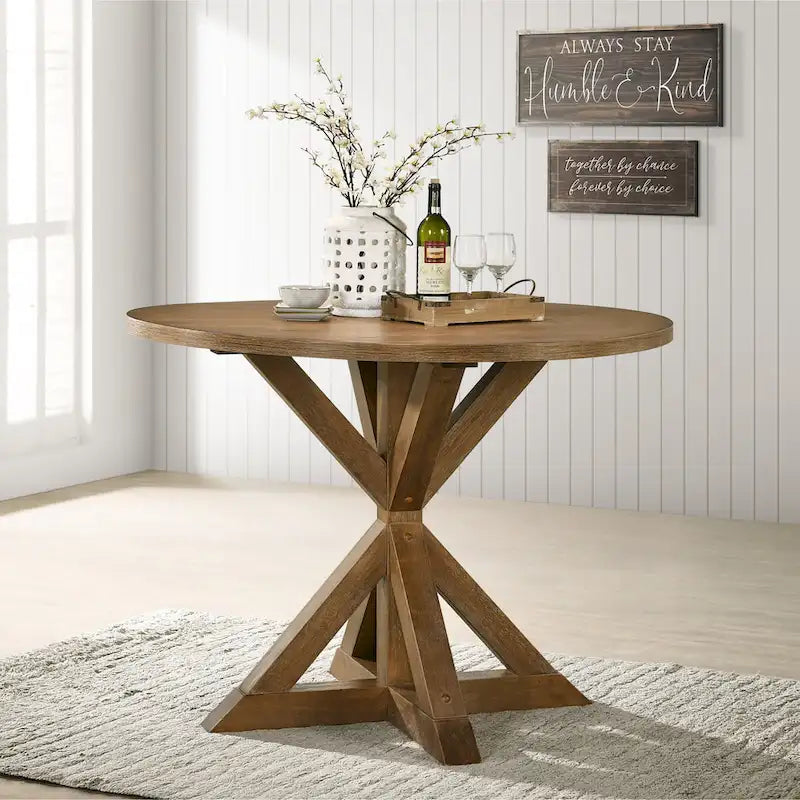 Ensemble de salle à manger hauteur comptoir, ensemble de table de salle à manger ronde 5 pièces avec table ronde et 4 chaises de salle à manger rembourrées