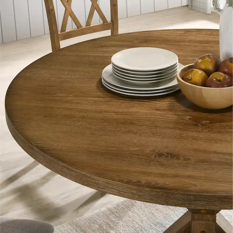Ensemble de salle à manger hauteur comptoir, ensemble de table de salle à manger ronde 5 pièces avec table ronde et 4 chaises de salle à manger rembourrées