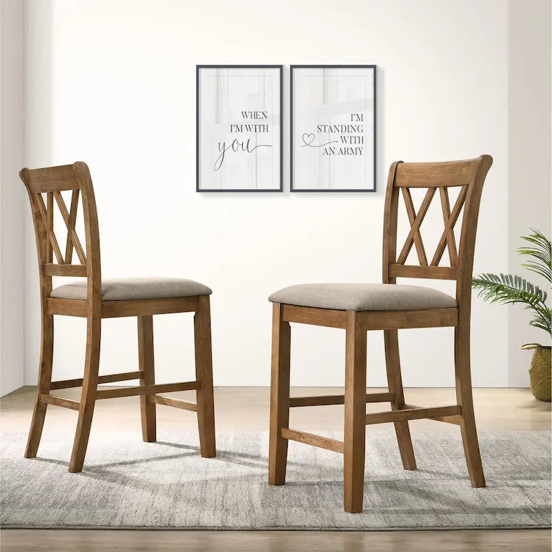 Ensemble de salle à manger hauteur comptoir, ensemble de table de salle à manger ronde 5 pièces avec table ronde et 4 chaises de salle à manger rembourrées